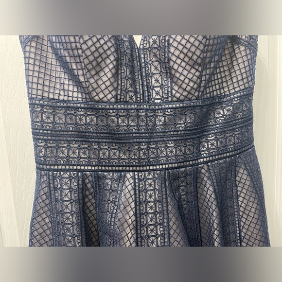 31-Dave & Johnny Dress Navy Blue Fairycore Flowy Formal Cocktail A-Line Sz 5 - 6 - Picture 4 of 13